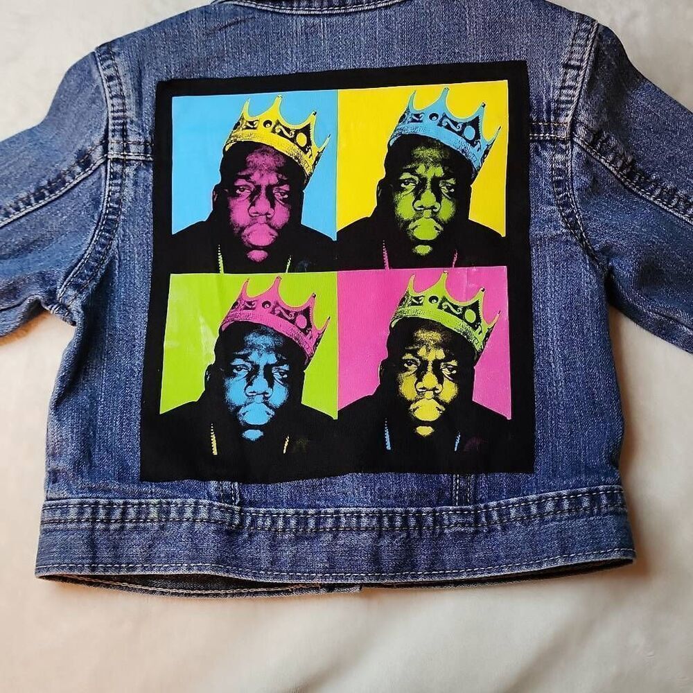 The Notorious B.I.G. Biggie Upcycled Genuine Kids Denim Jacket Size 4t